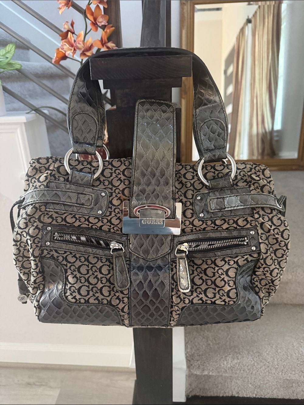 GUESS Brown & Black Signature Messenger Bag